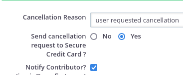 &ldquo;Screen shot of cancel reason screen&rdquo;